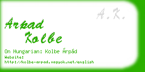 arpad kolbe business card